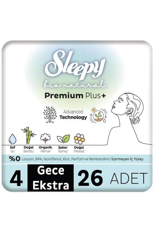 Bio Natural Premium Plus Hijyenik Ped Mega Paket Gece Extra 26 Adet