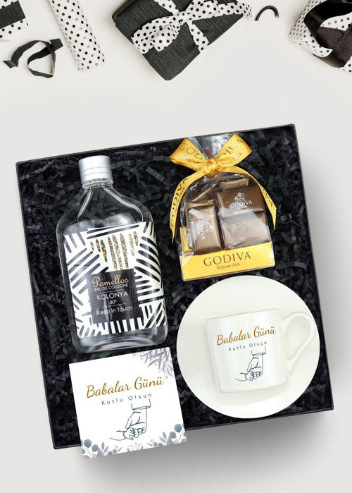 Babalar Gününe Özel Baskılı Fincan & Godiva Napoliten Çikolata & Pamellos Kolonya Hediye Seti