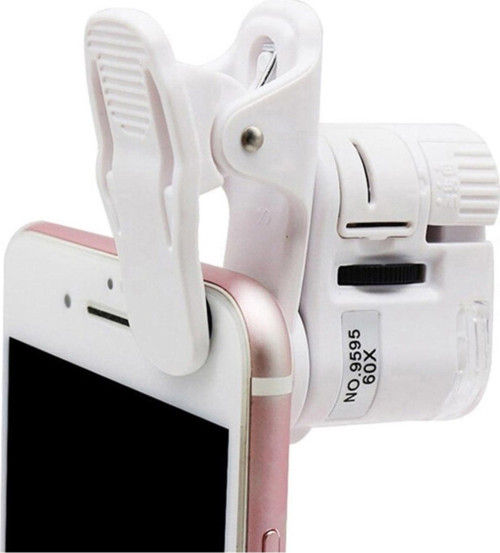 60X Mini Cep Telefonu Için Mandallı Mikroskop Uv Ledli Büyüteç - Model : Al2431