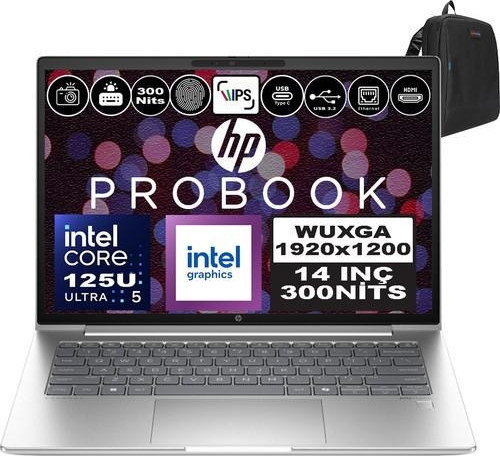 Probook 440 G11 Intel Core Ultra 5 125U Ddr5 40GB 1tb SSD Intel® Aı Boost 14" Wuxga IPS Windows 11 Home Taşınabilir Bilgisayar A22ZCEAH14 + Zetta Çanta