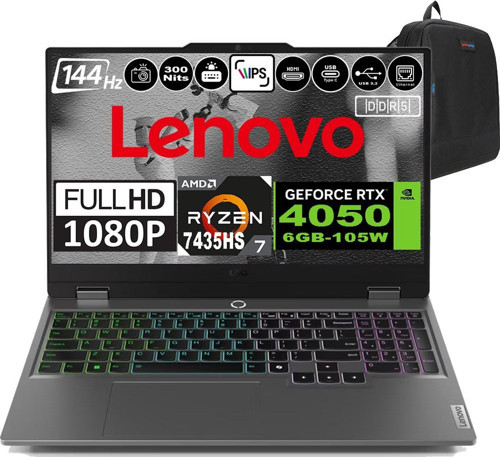 Loq 15ARP9 Amd Ryzen 7 7435HS Ddr5 96GB 2tb SSD RTX4050-6GB 300NITS 15.6" 144Hz Fhd Freedos Taşınabilir Bilgisayar 83JC00CRTRF15 + Zetta Çanta