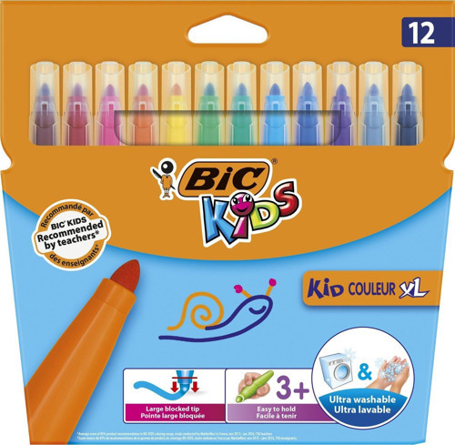 Kids Kid Couleur XL Ultra Yıkanabilir Keçeli Boya Kalemi 12 Renk
