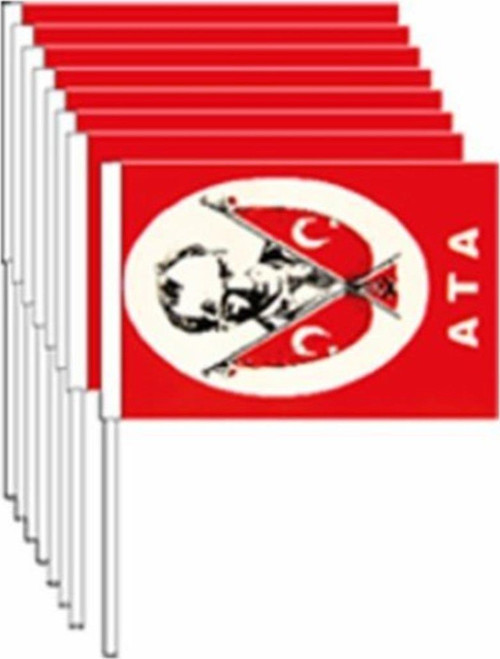 Kağıt Bayrak Sopalı Atalı Büyük 50 Li (1 Paket 50 Adet Bayrak)