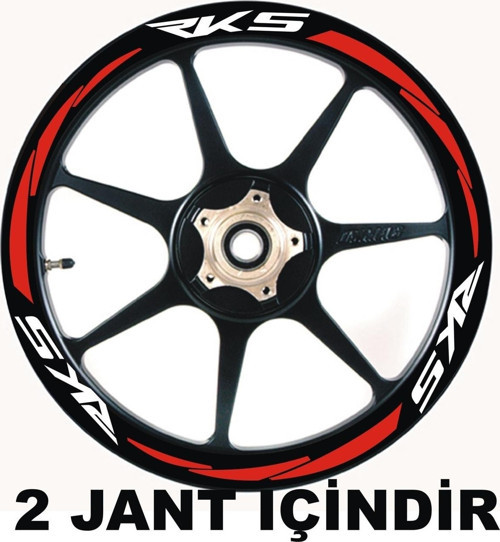 Yeni Motosiklet Jant Şeridi Rks Beyaz Yazı Kırmızı Şerit Sağ-Sol/Ön-Arka