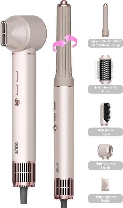 SHD-1729 Pro Compact Multi-Styler Shiny Rose Saç Şekillendirme Seti