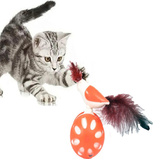 Tekerlekli Hacıyatmaz Kuş Kedi Oyuncağı Turuncu 1 Adet