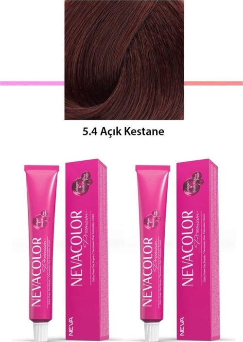 Mbb E-Ticaret 2 Li Set Premium 5.4 Açık Kestane - Kalıcı Krem Saç Boyası 2 X 50 G Tüp