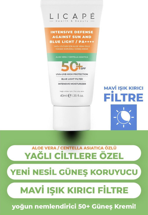 Yağlı Ciltler İçin Aloe Vera Özlü +50 Faktör Güneş Kremi 40 ml