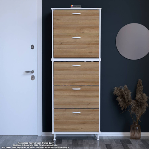 VARBİ UMAY' 2 Li Antre Hol 72 x193x 25, 5 cm’ lik 5 Düşer Kapak 10 Göz Bölme Ayakkabılık