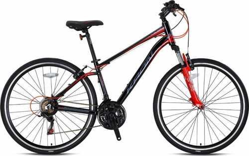TX100 28 Jant Trekking 16 Kadro 21 Vites V-Fren Şehir Bisikleti Siyah Kırmızı