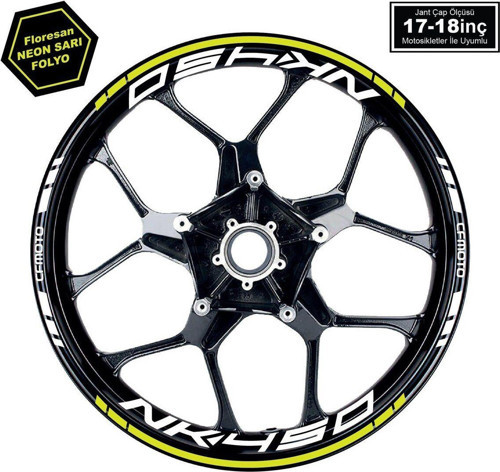 Neon Yeşil (Sarı) CFMOTO 450NK Motosiklet Jant Sticker Etiket Modeli İç & Dış Takım