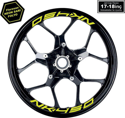 Neon Yeşil (Sarı) CFMOTO 450NK Yazılı 8 Li Jant İçi Yazı Sticker
