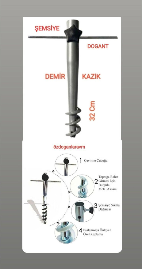 Rüzgar Çadır Şemsiye Bahçe Plaj Yer Sabitleme Kazık 1 Adet