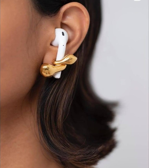 AirPods Kulaklık Tutucu Küpe, 24 Ayar Altın Kaplama Hediyelik Eşya