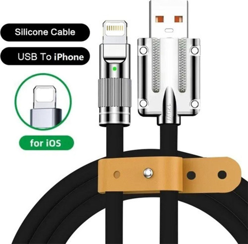 120W-S 6A Ios Apple Lightning Sıvı Silikon Data Hızlı Şarj Kablosu - Bakır Döşeme - Katlanmaz Kırılmaz Dayanıkl
