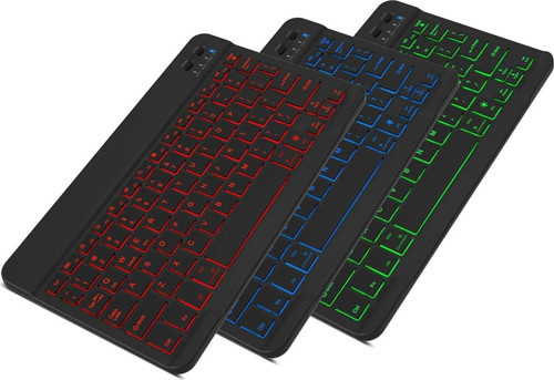 BL30 7 Renk Bluetooth Kablosuz Türkçe Klavye - Android ios Windows Uyumlu - Şarjlı - 10 inç - Multimedia - Ultr