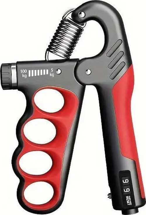 Sayaçlı Ergonomik 5-100kg El Yayı Bilek Güçlendirici Fitness Egzersiz Spor Aleti Sayaçlı XL Boy Kırmızı
