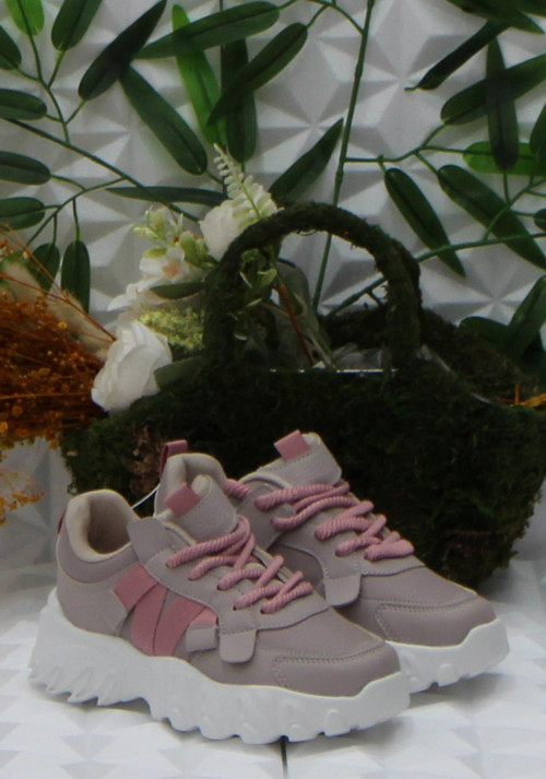 Cool Verom Pudra Bağcık Görünümlü Cırtlı Sneaker Ortopedik Çocuk Ayakkabı