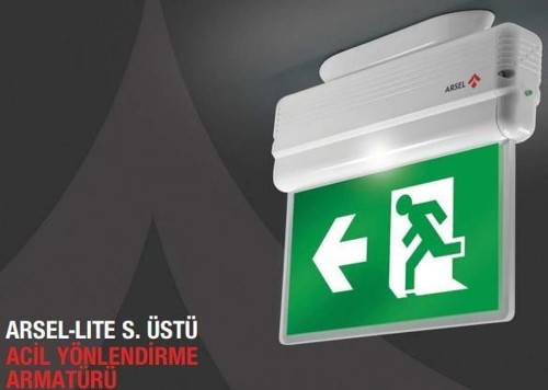 Arselite AE-1221-L Sıva Üstü Floresanlı Acil Çıkış Yönlendirme Armatürü Sürekli ve Kesintide 60 Dak. Yanan 500 Lüm
