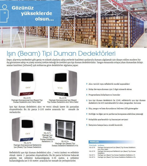 ML-2173 Konvansiyonel Reflektörlü Işın (Beam) Tipi Duman Dedektörü