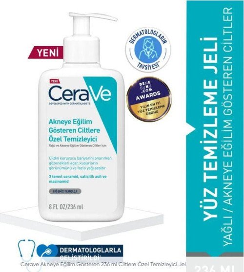 AKNEYE EĞİLİM GÖSTEREN CİLTLERE ÖZEL TEMİZLEYİCİ 236 ML + YÜZ BAKIM JELİ 40 ML 8602853651973