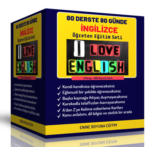 80 Günde 80 Derste İngilizce Öğreten Kitap Seti (1000 Sayfalık Kitap Seti) - Enine Boyuna Eğitim