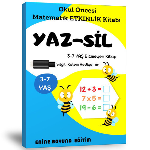 Okul Öncesi Matematik Etkinlik Yaz-Sil Kitabı - Enine Boyuna Eğitim