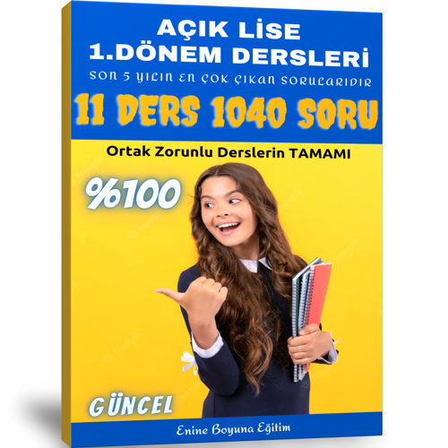 Açık Lise 1. Dönem Tüm Dersler Çıkmış Sorular (1040 Soru) - Enine Boyuna Eğitim