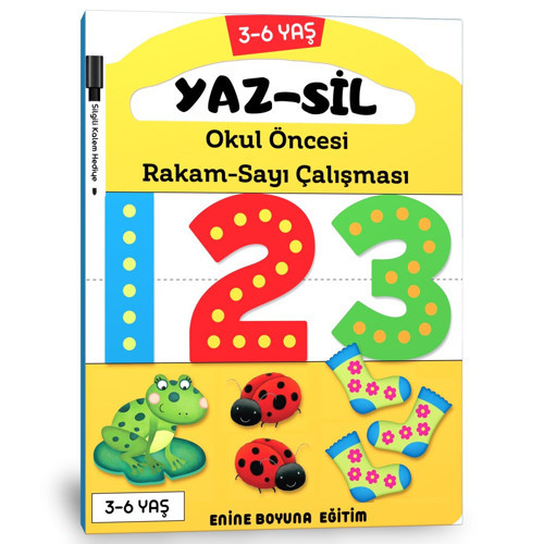 Okul Öncesi Rakam Sayı Çalışması Yaz-Sil Kitabı - Enine Boyuna Eğitim