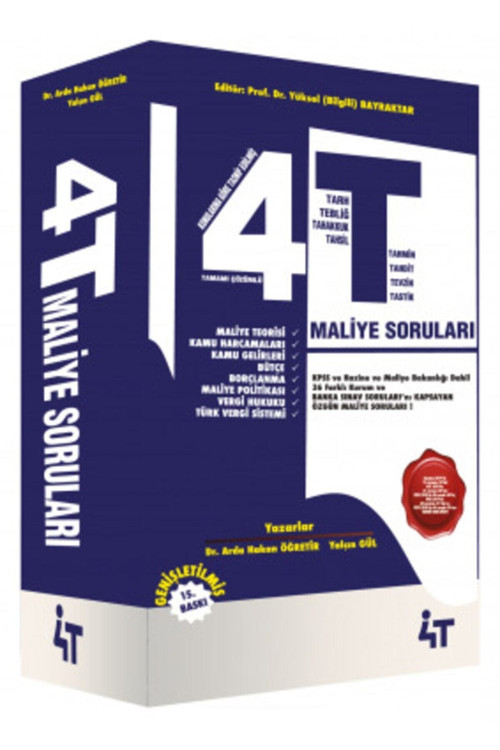Tamamı Çözümlü Özgün Maliye Soruları 14. Baskı - 4T Yayınları