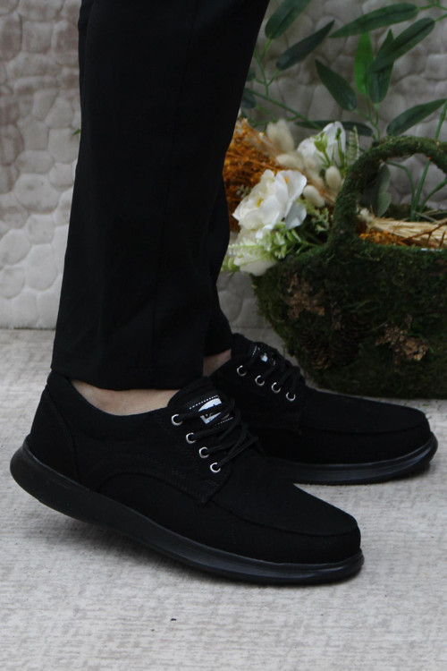 Dks 023 Siyah Hafif Rahat Keten Sneaker Erkek Ayakkabı