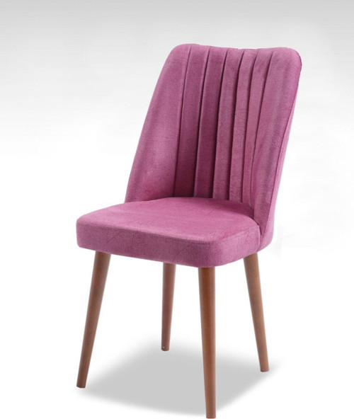Polo Sandalye - Jerika Pembe- Ahşap Ceviz Ayak - Salon Sandalyesi / Mutfak Sandalyesi