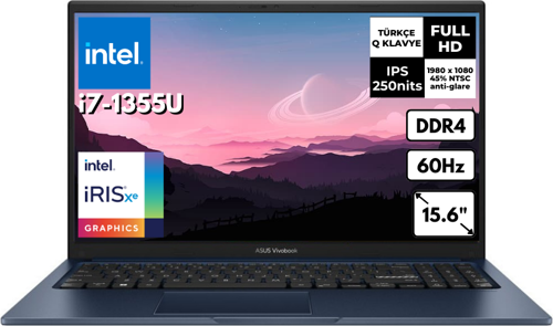 Vivobook 15 I7-1355U 16 GB 4 TBSSD Intel Iris Xe Graphics 15.6." FHD Windows 11 Pro X1504VA-NJ1500 BT98