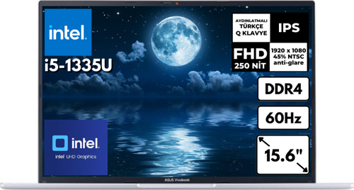 VivoBook i5-1335U 16 GB 512 GB SSD Intel UHD Graphics 15.6" FHD Windows 10 Home Notebook X1504VA-NJ104 BT26