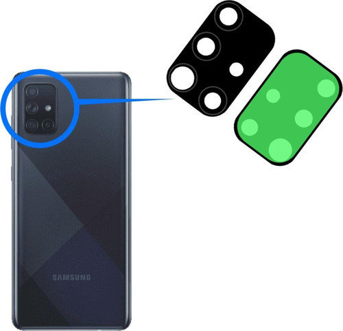 Samsung Galaxy A71 A715 Uyumlu Arka Kamera Camı Lens Yapışkanlı