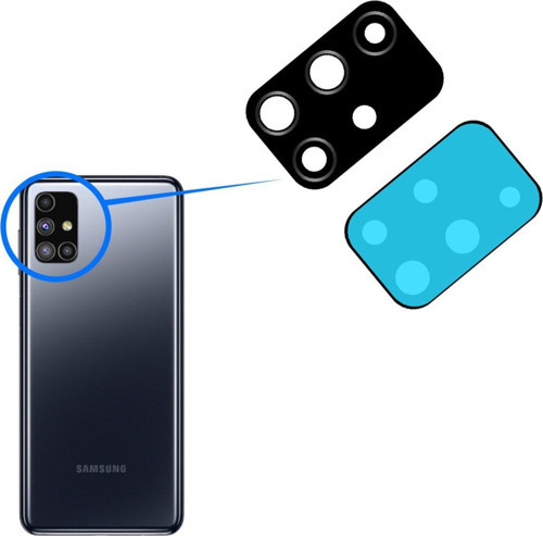 Samsung Galaxy M51 Uyumlu Arka Kamera Camı Lens Yapışkanlı