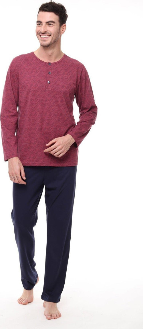 Pijadore 1404 Erkek Büyük Beden Uzun Kollu Düğmeli Pijama Takım
