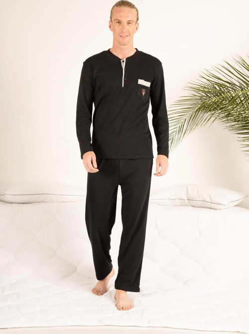 Gd Goldoremi 23403 Erkek Kışlık Yuvarlak Yaka Cepli Pamuklu Pijama Takımı