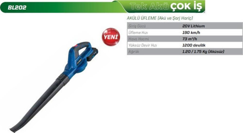 BL202 Akülü Üfleme Makinesi Akü ve Şarj Aleti Hariçtir