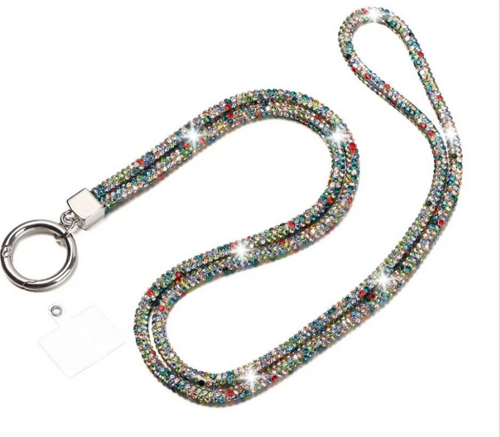 Taşlı Swarovski Taşlı Ip Telefon Boyun Askısı 100 cm RENKLİ TdrTR