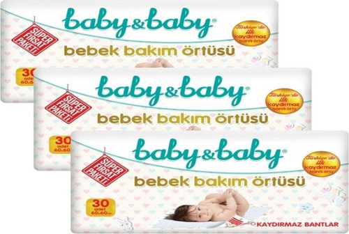 Bebek Bakım Örtüsü Alt Açma Bezi 3 Paket 90 Adet 60X60