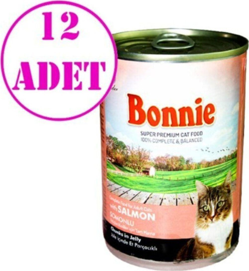Jöle Içinde Parçacıklı Somonlu Kedi Konservesi 400 Gr 12 Adet