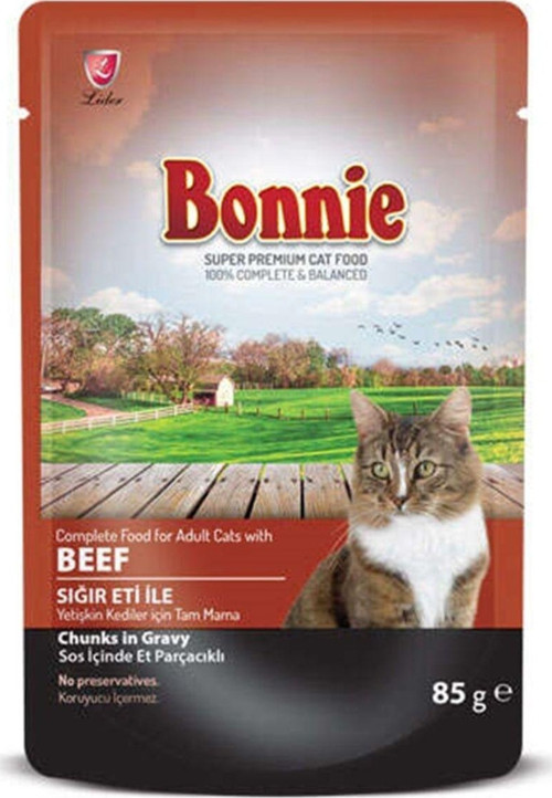 Sos İçinde Et Parçacıklı Biftekli (Sığır Etli) Kedi Yaş Maması 85 Grx6