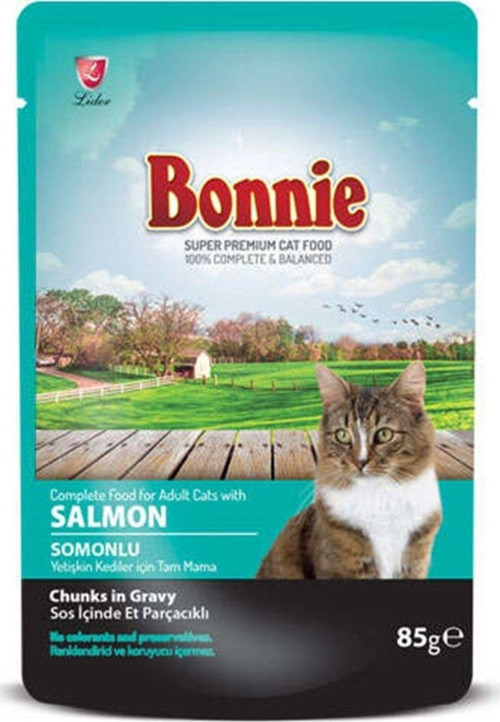 Sos İçinde Et Parçacıklı Somonlu Kedi Yaş Maması 85 Grx12