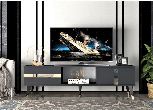 Vannia Tv Sehpası (Alt Modül) Antrasit-Altın