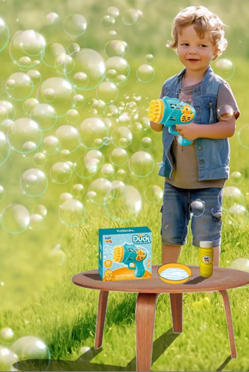 Baloncuk Köpük Tabancası Likitli Pilli 23 Delikli Köpük Baloncuk Makinesi Bubble Gun