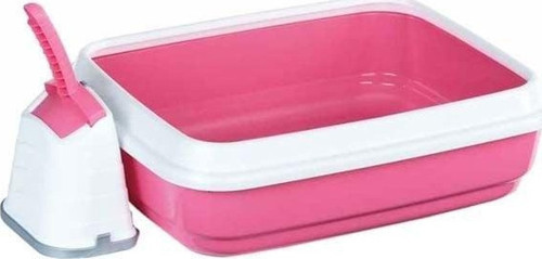 Duo Kürekli Açık Kedi Tuvaleti Pembe 50x40x15 Cm - Petshopundan