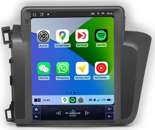 MTC-980 TS Honda Civic FB7 Tesla Ekran 2011-2013 Model Uyumlu 4GB RAM 32GB HAFIZA Carplay Android Auto Destekli Multimedya Android Navigasyonlu Teyp