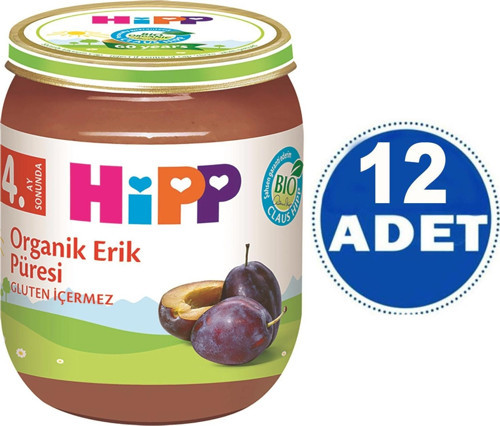 Kavanoz Maması Organik Erik Püresi 125 gr 12 ADET