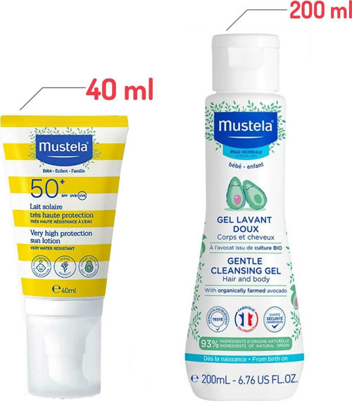 Tüm Aile İçin Spf 50+ Güneş Losyonu 40 ml + Mustela Yenidoğan Saç Ve Vücut Şampuanı 200 ml